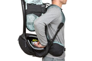 Thule Sapling baby backpack black On Man - Rye Bay Ebike